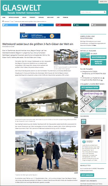 GLASWELT berichtet über Wagner Design Lab